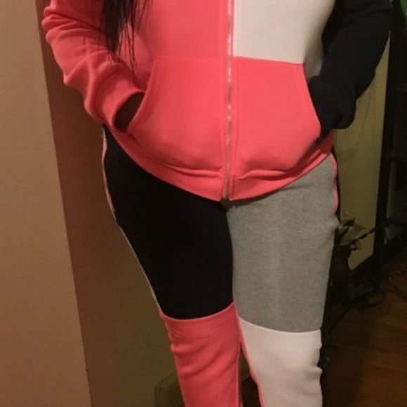 Colored blocked jogger set (PINK&ROYAL BLUE) - Picture 4 of 4